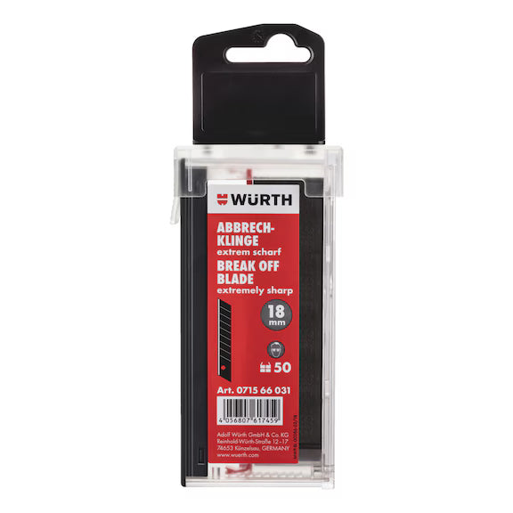 Würth 50x Abbrechklinge 18mm extrem scharf schwarz Schiebespender